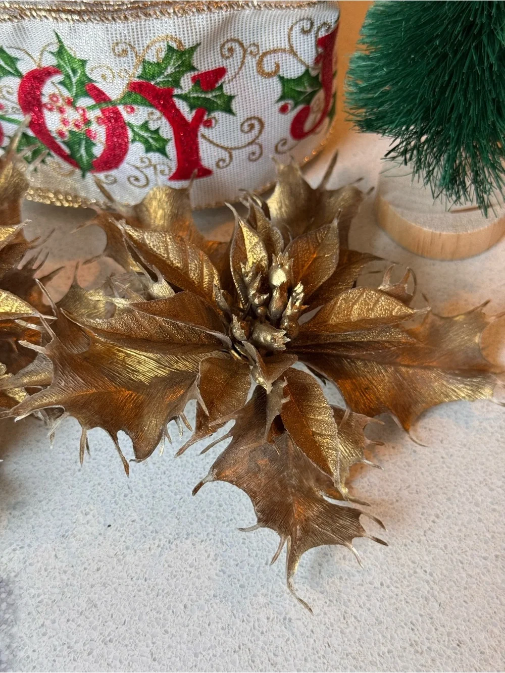 VTG MCM Gold Poinsettia Floral Picks & Wired 